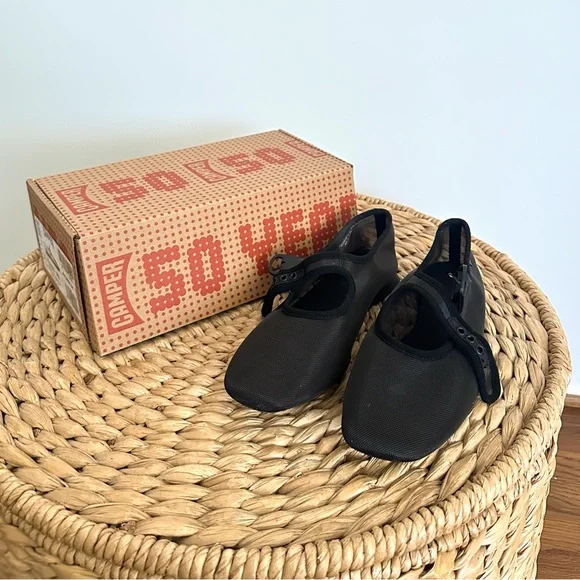 Camper Casi Myra Mesh Ballet Flats in Black Size 38 EU 7.5 US - Picture 2 of 5
